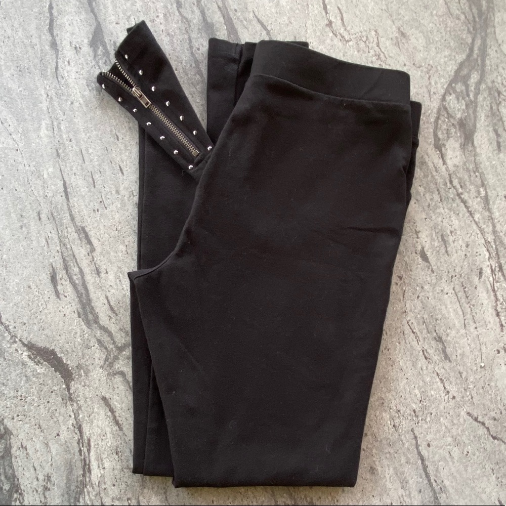 Petite Side Zip w Studs High Rise Skinny Leggings - Picture 4 of 6